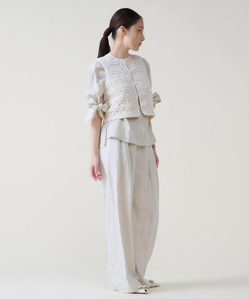 Tiara（ティアラ）の「リボンスリーブブラウス（シャツ/ブラウス・レディース・グリーン/アイボリー・FREE）」の5枚目の写真