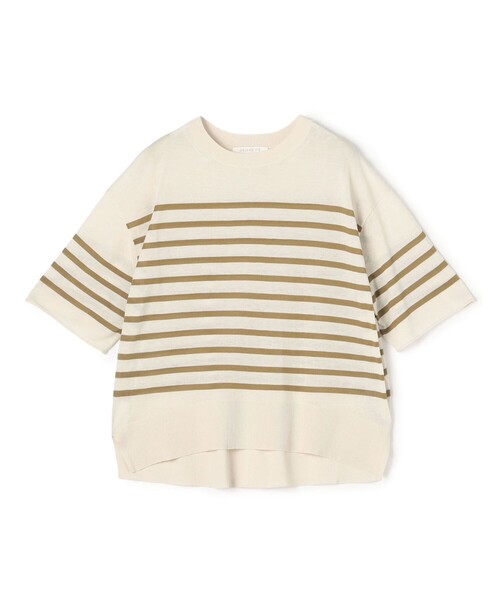 GALERIE VIE(ギャルリー ヴィー)の「クレープコットン クルーネックプルオーバー(ニット/セーター・レディース・イエロー/グリーン系その他/ライトベージュ/チャコールグレー・FREE)」の1枚目の写真