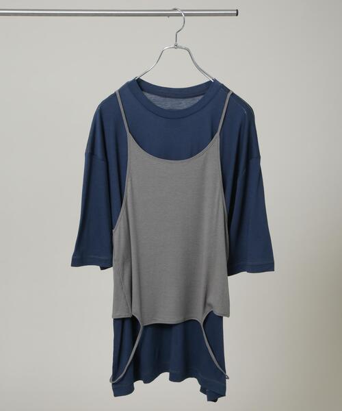 RhodolirioN(ロドリリオン)の「RhodolirioN/Camisole Top & Loose-fitting T(Tシャツ/カットソー・レディース・ネイビー/ベージュ・0)」の1枚目の写真