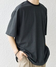 SHIPS any:〈接触冷感〉マルチ ボーダー ポケット Tシャツ◇