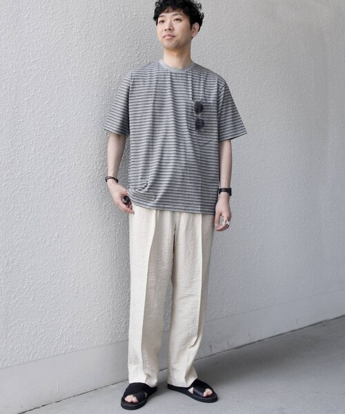 SHIPS any(シップス エニィ)の「SHIPS any:〈接触冷感〉マルチ ボーダー ポケット Tシャツ◇(Tシャツ/カットソー・メンズ・ブラウン/オリーブ/チャコールグレー/グレー・X-LARGE/LARGE/MEDIUM/SMALL)」の18枚目の写真
