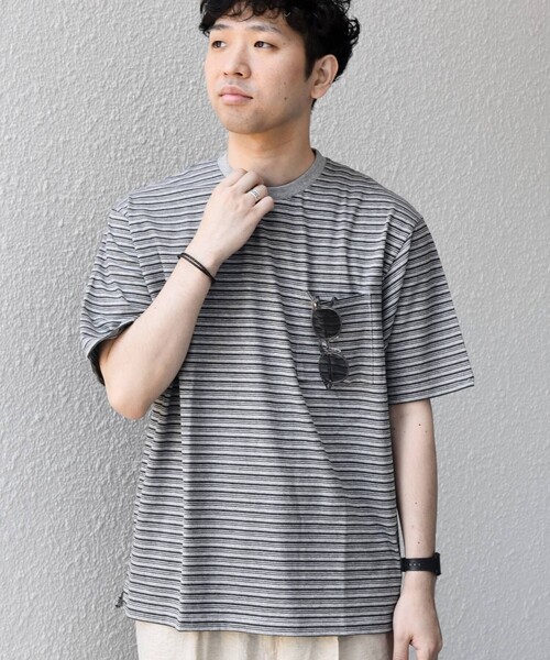 SHIPS any(シップス エニィ)の「SHIPS any:〈接触冷感〉マルチ ボーダー ポケット Tシャツ◇(Tシャツ/カットソー・メンズ・ブラウン/オリーブ/チャコールグレー/グレー・X-LARGE/LARGE/MEDIUM/SMALL)」の20枚目の写真