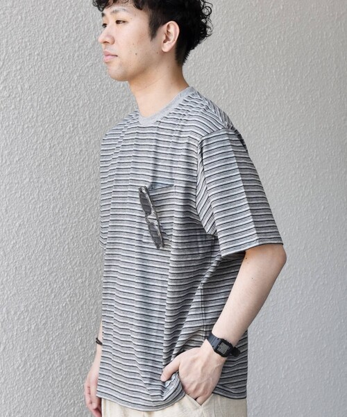 SHIPS any(シップス エニィ)の「SHIPS any:〈接触冷感〉マルチ ボーダー ポケット Tシャツ◇(Tシャツ/カットソー・メンズ・ブラウン/オリーブ/チャコールグレー/グレー・X-LARGE/LARGE/MEDIUM/SMALL)」の21枚目の写真