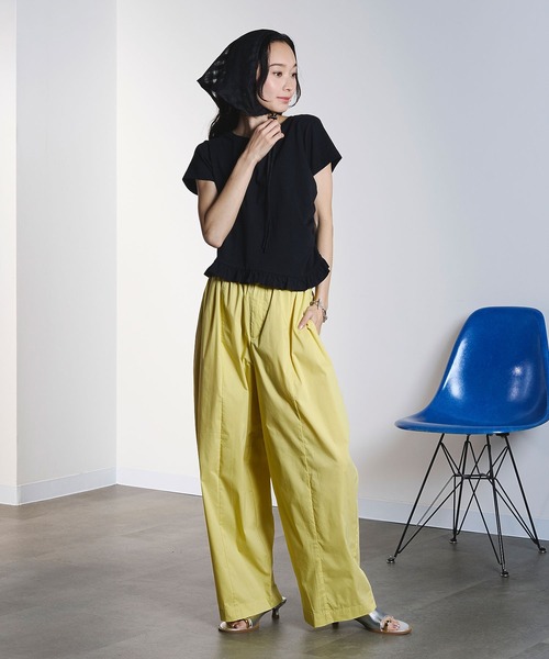 ROSE BUD（ローズバッド）の「FRILL HEM TOP（Tシャツ/カットソー・レディース・ライトグレー/ブラック/ピンク・ONE SIZE）」の7枚目の写真