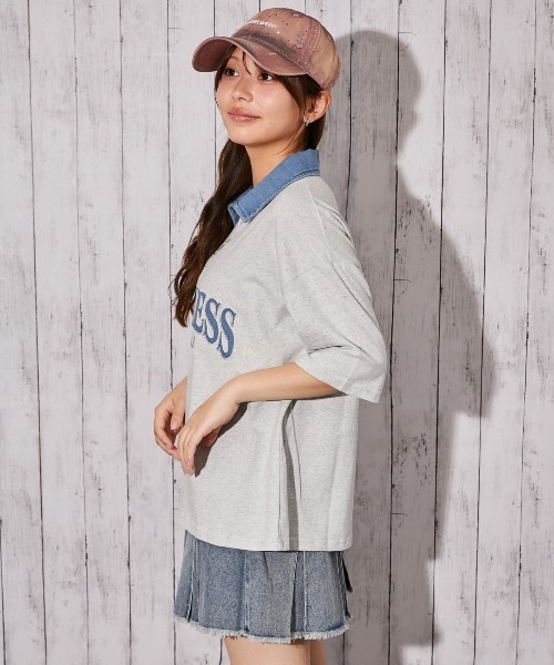 GORGE(ゴージ)の「《デニム襟×カレッジロゴ刺繍》カットソー/ストリート×カジュアル/春夏秋/全3色(Tシャツ/カットソー・レディース・チャコール/オフホワイト/杢グレー・F)」の15枚目の写真