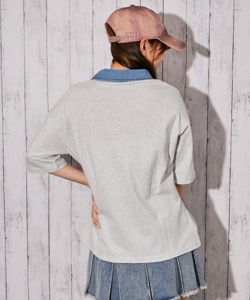 GORGE(ゴージ)の「《デニム襟×カレッジロゴ刺繍》カットソー/ストリート×カジュアル/春夏秋/全3色(Tシャツ/カットソー・レディース・チャコール/オフホワイト/杢グレー・F)」の16枚目の写真