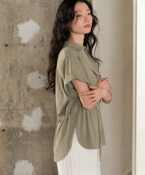 GALLEST(ギャレスト)の「Comfy SET UP|サファリシャツ【セットアップ対応/通勤/カセット服/接触冷感/UVカット】(シャツ/ブラウス・レディース・キャメル/オリーブ/ブラック/グレー系その他6・38/34)」の16枚目の写真