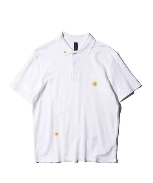 THRIFTY LOOK — футболка‑поло с цветочной вышивкой (FLOWER EMBROIDERY POLO SHIRT)