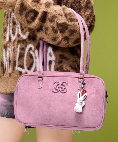 X-girl(エックスガール)の「TONAL XG EMBLEM LANDSCAPE HANDBAG(ハンドバッグ・レディース・ブラック/ピンク・ONE SIZE)」の1枚目の写真