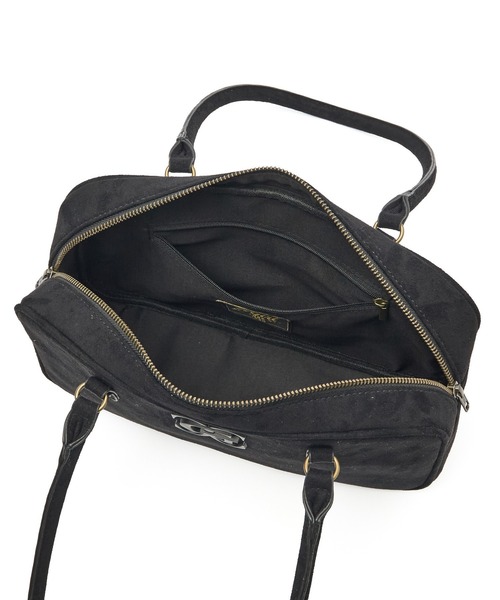 X-girl(エックスガール)の「TONAL XG EMBLEM LANDSCAPE HANDBAG(ハンドバッグ・レディース・ブラック/ピンク・ONE SIZE)」の5枚目の写真