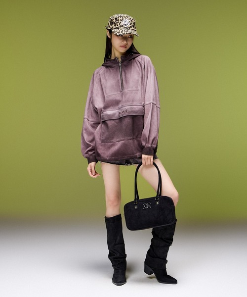 X-girl(エックスガール)の「TONAL XG EMBLEM LANDSCAPE HANDBAG(ハンドバッグ・レディース・ブラック/ピンク・ONE SIZE)」の13枚目の写真