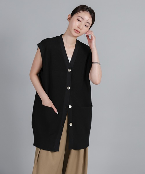 select MOCA Et(セレクトモカエト)の「【Et】Oversized Lib Long vest(ベスト・レディース・アイボリー/ブラウン/ブラック・FREE)」の2枚目の写真