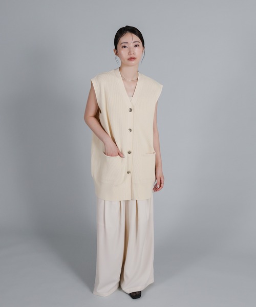 select MOCA Et(セレクトモカエト)の「【Et】Oversized Lib Long vest(ベスト・レディース・アイボリー/ブラウン/ブラック・FREE)」の10枚目の写真