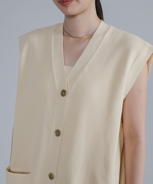 select MOCA Et(セレクトモカエト)の「【Et】Oversized Lib Long vest(ベスト・レディース・アイボリー/ブラウン/ブラック・FREE)」の14枚目の写真