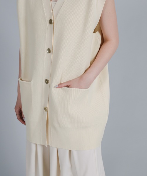 select MOCA Et(セレクトモカエト)の「【Et】Oversized Lib Long vest(ベスト・レディース・アイボリー/ブラウン/ブラック・FREE)」の15枚目の写真