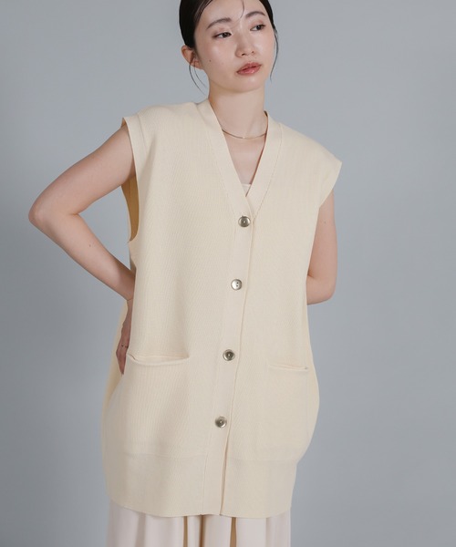 select MOCA Et(セレクトモカエト)の「【Et】Oversized Lib Long vest(ベスト・レディース・アイボリー/ブラウン/ブラック・FREE)」の8枚目の写真