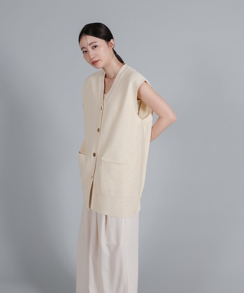 select MOCA Et(セレクトモカエト)の「【Et】Oversized Lib Long vest(ベスト・レディース・アイボリー/ブラウン/ブラック・FREE)」の11枚目の写真