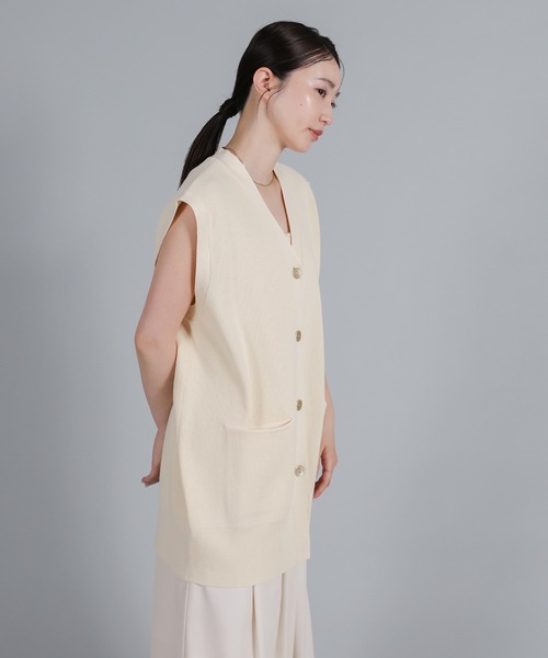 select MOCA Et(セレクトモカエト)の「【Et】Oversized Lib Long vest(ベスト・レディース・アイボリー/ブラウン/ブラック・FREE)」の12枚目の写真