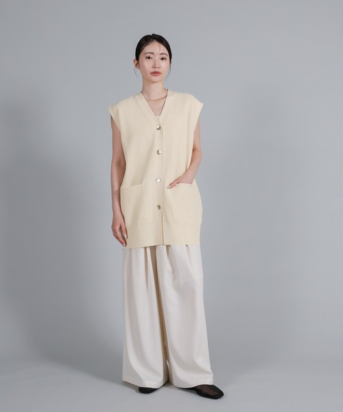 select MOCA Et(セレクトモカエト)の「【Et】Oversized Lib Long vest(ベスト・レディース・アイボリー/ブラウン/ブラック・FREE)」の4枚目の写真