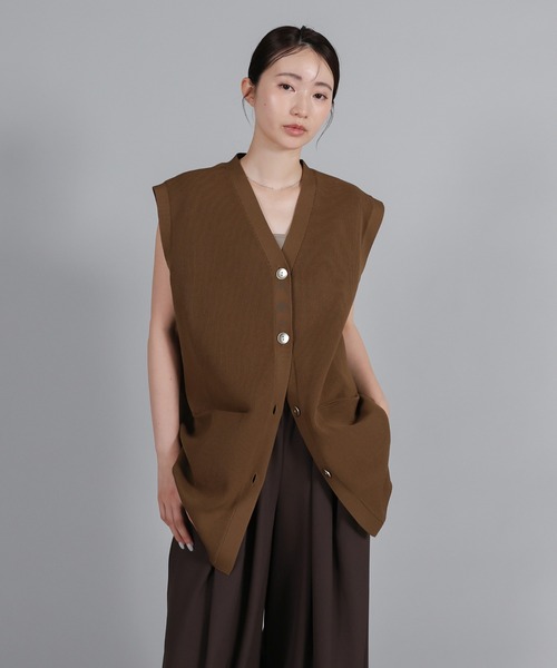 select MOCA Et(セレクトモカエト)の「【Et】Oversized Lib Long vest(ベスト・レディース・アイボリー/ブラウン/ブラック・FREE)」の22枚目の写真