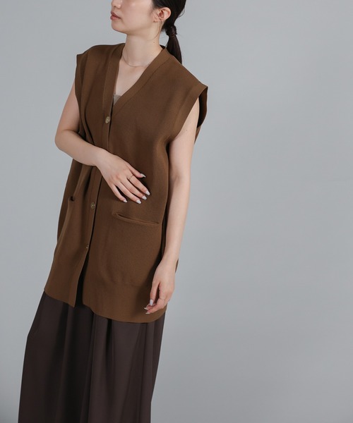 select MOCA Et(セレクトモカエト)の「【Et】Oversized Lib Long vest(ベスト・レディース・アイボリー/ブラウン/ブラック・FREE)」の21枚目の写真