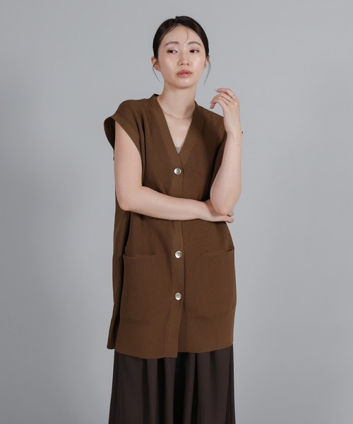 select MOCA Et(セレクトモカエト)の「【Et】Oversized Lib Long vest(ベスト・レディース・アイボリー/ブラウン/ブラック・FREE)」の20枚目の写真