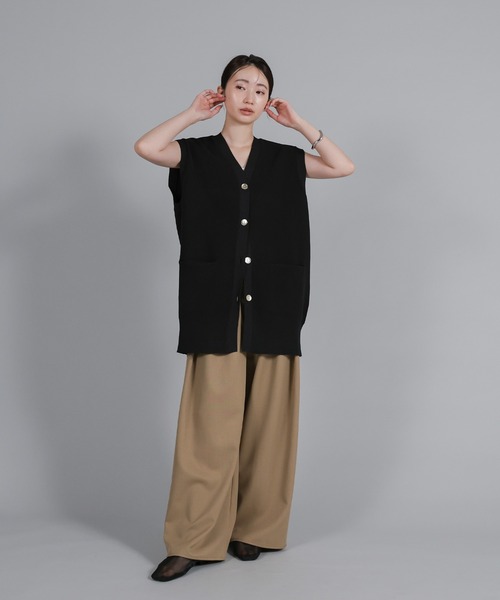 select MOCA Et(セレクトモカエト)の「【Et】Oversized Lib Long vest(ベスト・レディース・アイボリー/ブラウン/ブラック・FREE)」の6枚目の写真