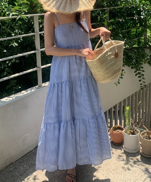 FAVORITO(ファヴォリート)の「デザインティアードキャミワンピース(ワンピース・レディース・ブルー・F)」の16枚目の写真