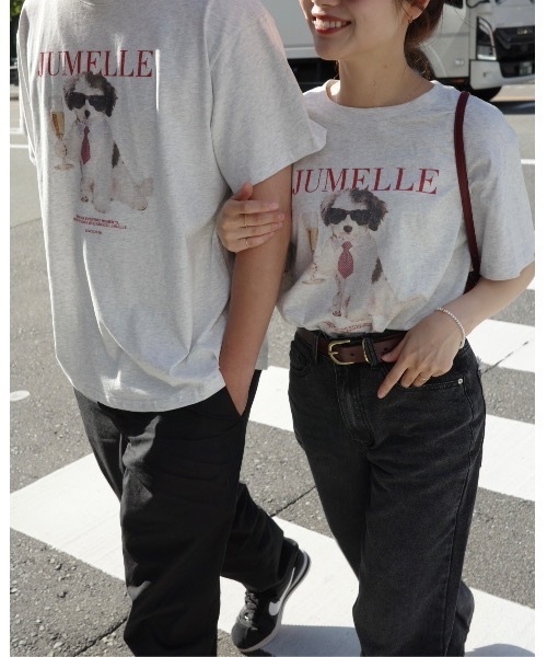 JUMELLE(ジュメロ)の「【ユニセックス】プリントドッグT(Tシャツ/カットソー・レディース・アイボリー・LARGE/FREE)」の2枚目の写真