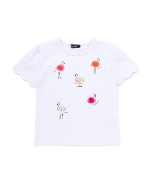 BeBe（ベベ）の「フラミンゴモチーフスカラップ袖Tシャツ(80~150cm)（Tシャツ/カットソー・キッズ・ブルー/ホワイト・130cm/120cm/140cm/150cm/110cm）」の9枚目の写真