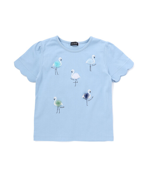 BeBe（ベベ）の「フラミンゴモチーフスカラップ袖Tシャツ(80~150cm)（Tシャツ/カットソー・キッズ・ブルー/ホワイト・130cm/120cm/140cm/150cm/110cm）」の11枚目の写真