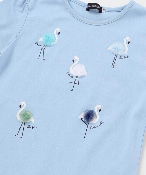 BeBe（ベベ）の「フラミンゴモチーフスカラップ袖Tシャツ(80~150cm)（Tシャツ/カットソー・キッズ・ブルー/ホワイト・130cm/120cm/140cm/150cm/110cm）」の14枚目の写真