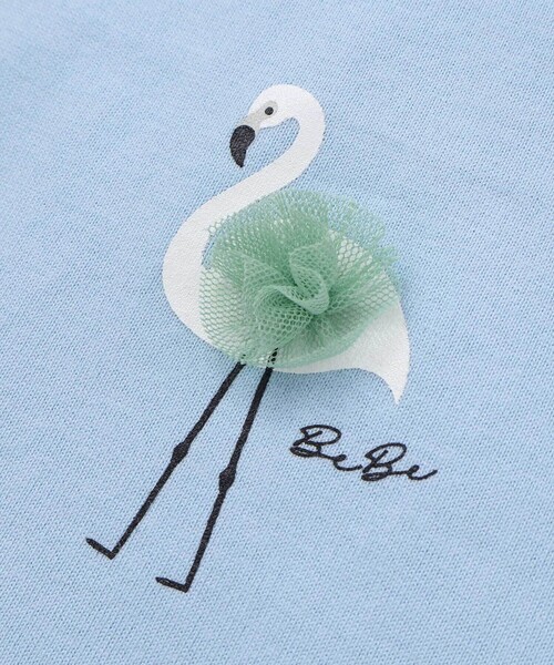 BeBe（ベベ）の「フラミンゴモチーフスカラップ袖Tシャツ(80~150cm)（Tシャツ/カットソー・キッズ・ブルー/ホワイト・130cm/120cm/140cm/150cm/110cm）」の15枚目の写真