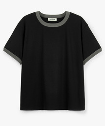 THESTORI（ザ・ストリ）の「クーアリンガー半袖Tシャツ（ブラック）（Tシャツ/カットソー）」