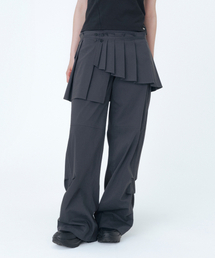 Button tab mini skirt pants set CHARCOAL（その他パンツ）｜Miseki