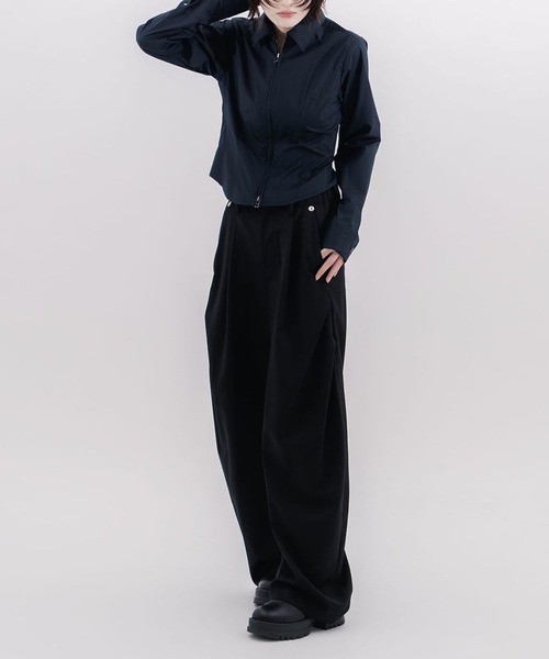 CONZ（コンズ）の「fitted zip up shirt（シャツ/ブラウス・レディース・ネイビー/ダークグレー・2/1）」の5枚目の写真