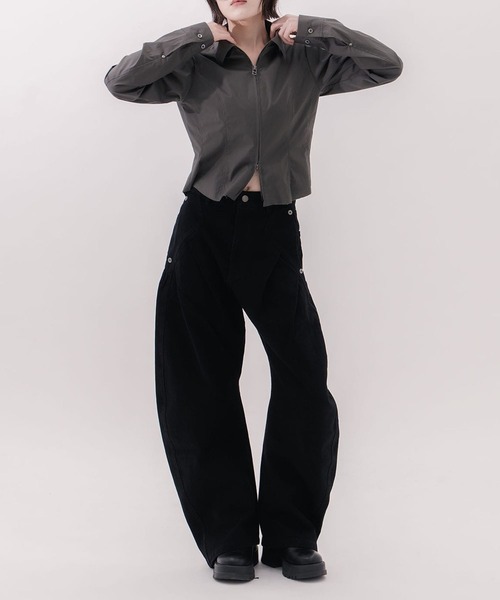 CONZ（コンズ）の「fitted zip up shirt（シャツ/ブラウス・レディース・ネイビー/ダークグレー・2/1）」の11枚目の写真