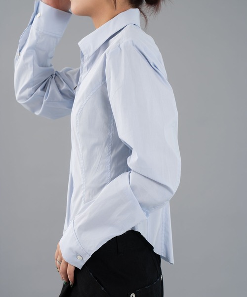 CONZ（コンズ）の「fitted zip up shirt（シャツ/ブラウス・レディース・ネイビー/ダークグレー・2/1）」の13枚目の写真