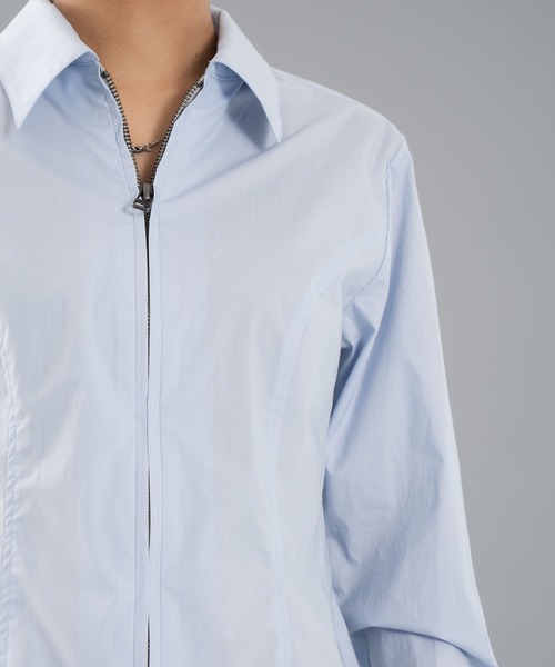 CONZ（コンズ）の「fitted zip up shirt（シャツ/ブラウス・レディース・ネイビー/ダークグレー・2/1）」の12枚目の写真