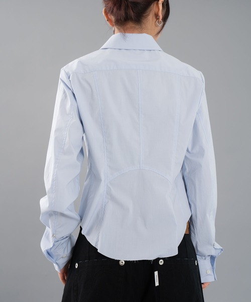 CONZ（コンズ）の「fitted zip up shirt（シャツ/ブラウス・レディース・ネイビー/ダークグレー・2/1）」の14枚目の写真
