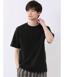ストレッチ 接触冷感 抗菌防臭 UV シルケットポンチ 綿混 クルーネック 半袖 Tシャツ メンズ