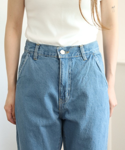atONE（アットワン）の「ロールアップフリンジデニムパンツ（デニムパンツ・レディース・ブルー/ダークネイビー/サックスブルー/ネイビー・L/M/LL）」の22枚目の写真