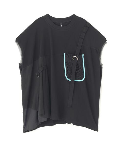 AULA AILA（アウラアイラ）の「AULA AILA/アウラアイラ/別注メッシュポケットトップス（Tシャツ/カットソー・レディース・ブラック/ホワイト・0）」の2枚目の写真