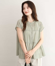 MK MICHEL KLEIN（エムケーミッシェルクラン）の「[洗える]シャーリングデザインストレッチブラウス（シャツ/ブラウス）」