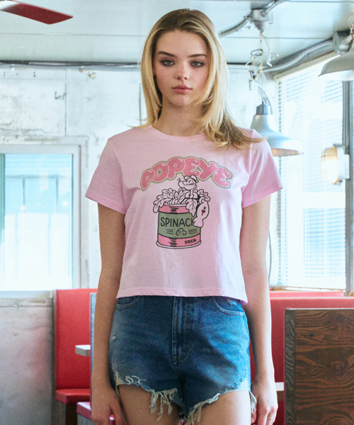 ERER(エルエル)の「Cropped Popeye Graphic T-Shirt Pink(Tシャツ/カットソー・レディース・PINK・1/2)」の3枚目の写真