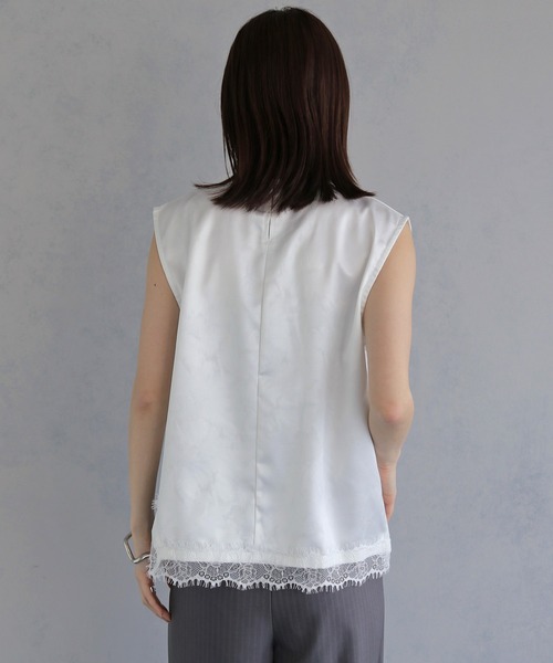 &g'aime(アンジェム)の「【&g'aime 】サテン×レースブラウス Satin×Lace Blouse(シャツ/ブラウス・レディース・ホワイト/チャコールグレー/ブラック・FREE)」の9枚目の写真
