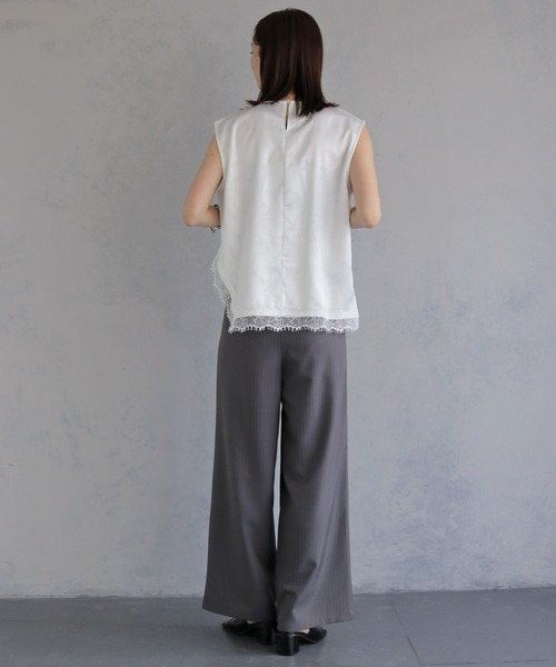 &g'aime(アンジェム)の「【&g'aime 】サテン×レースブラウス Satin×Lace Blouse(シャツ/ブラウス・レディース・ホワイト/チャコールグレー/ブラック・FREE)」の14枚目の写真