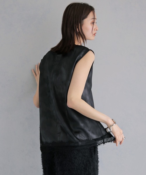 &g'aime(アンジェム)の「【&g'aime 】サテン×レースブラウス Satin×Lace Blouse(シャツ/ブラウス・レディース・ホワイト/チャコールグレー/ブラック・FREE)」の21枚目の写真