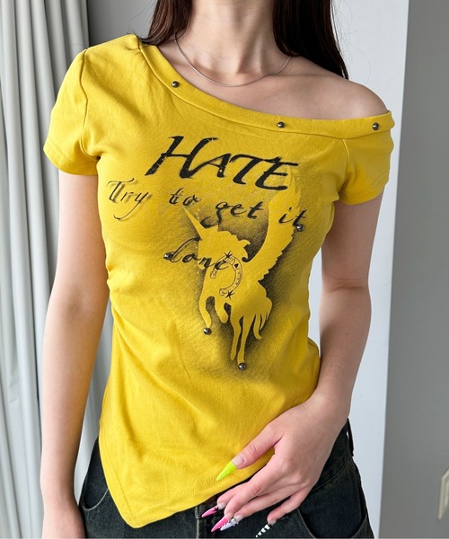 sedacle girl(セダクルガール)の「ユニコーンオフショルT(Tシャツ/カットソー・レディース・イエロー/オフホワイト/ブラック・FREE)」の20枚目の写真
