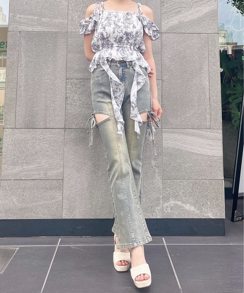 one way(ワンウェイ)の「フリルシャーリングブラウス(Tシャツ/カットソー・レディース・ブルー系その他/ブラック/ホワイト/ピンク・FREE)」の14枚目の写真